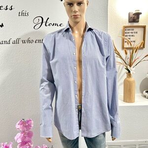 Hugo Boss Men's Sharp Fit Check Print Long Sleeve Dress Shirt Size S 16 36/37